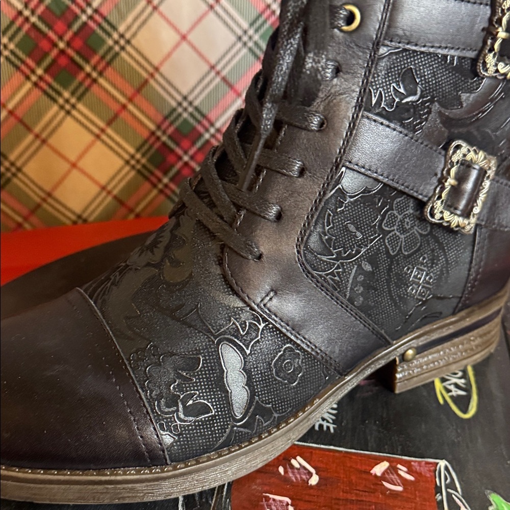 Black Lace-Up Ankle Boots - Picture 8 of 11